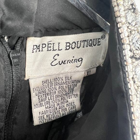 Papell Boutique Top Womens XL Silk Beaded Floral Glam‎ Occasion Event Bling - Picture 3 of 6